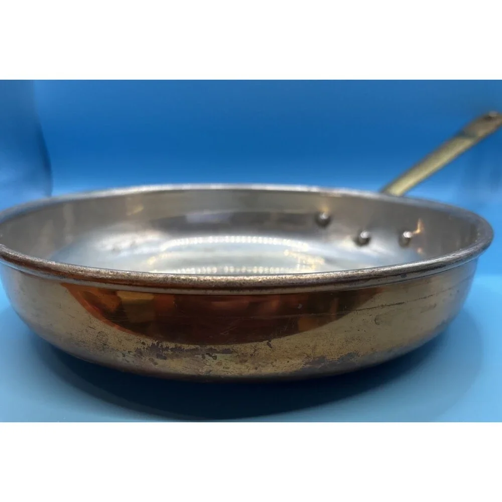 Vintage Copral 8 1/4 “ Copper Skillet Brass Handle Made in Portugal